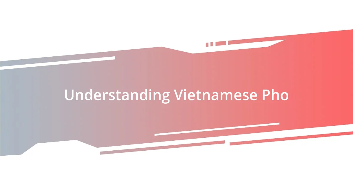 Understanding Vietnamese Pho